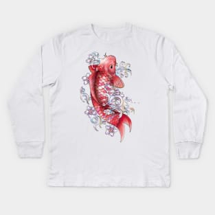 Garnet Koi Fish Kids Long Sleeve T-Shirt